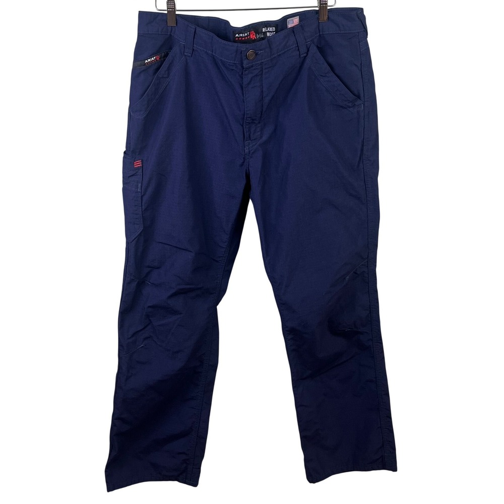 Ariat Blue FR CAT 2 Duralight M4 Relaxed Boot Ripstop Cargo Pants 36x32 (39x31)